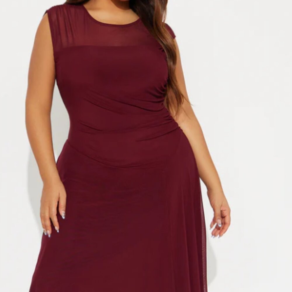 Ayla  Aymmetrical Mesh Midi Dress